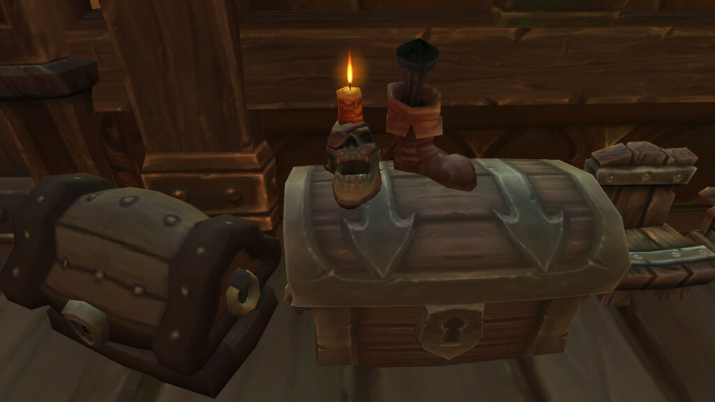WoW a skull and a boot on a chest
